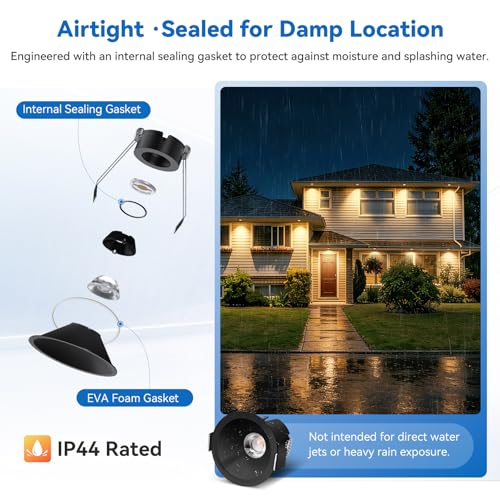 CycevSun Black 2 Inch Recessed Lights, Anti-Glare COB Spotlight, 6-Pack - color: Black, size: 2 Inch