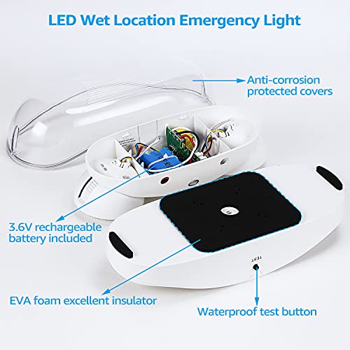 LEONLITE 4-Pack Wet Location LED Emergency Lights IP65 Waterproof White - color: White