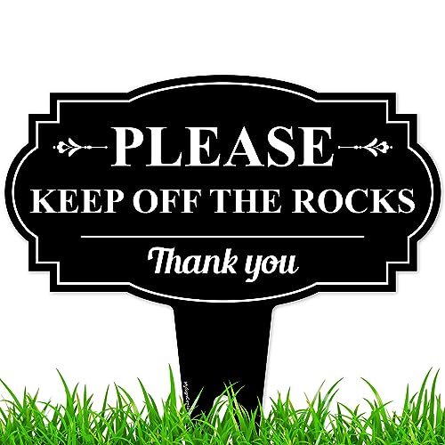 Please Keep Off The Rocks Sign, 13"x13", Heavy Duty Integrated Ground Stakes, Indoor/Outdoor Use, Rust Free Aluminum Composite, Made in USA by My Sign center - size: 13"x13"