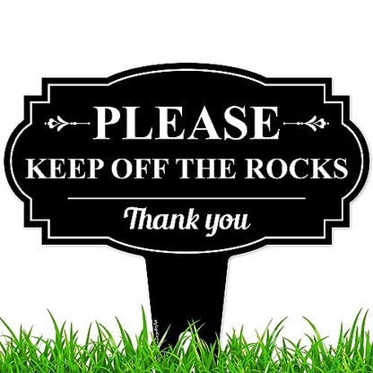 Please Keep Off The Rocks Sign, 13"x13", Heavy Duty Integrated Ground Stakes, Indoor/Outdoor Use, Rust Free Aluminum Composite, Made in USA by My Sign center - size: 13"x13"