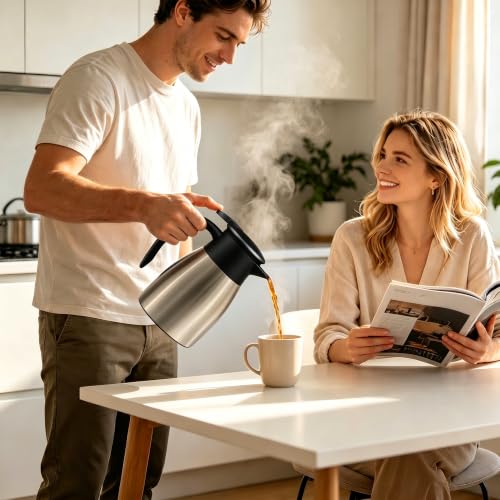 Thermal Coffee Carafe for Keeping Hot – 34OZ Insulated Small Coffee Pot - color: Stainless Steel, size: 34 Ounces