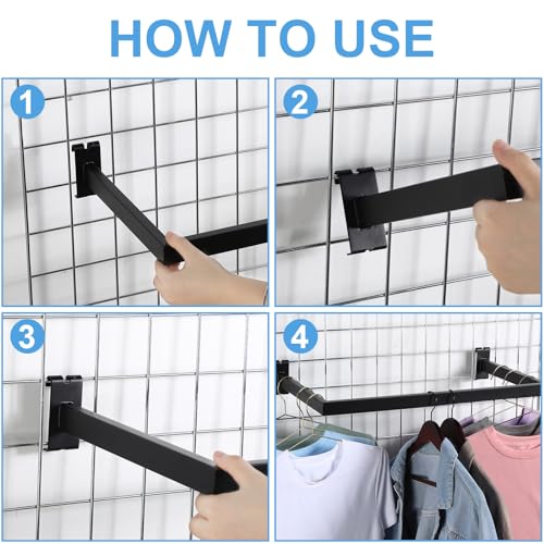 Yaocom 2 Pcs U Shaped Handrail for Gridwall, 24 Inch Metal Bracket, Black