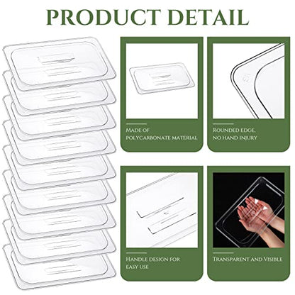 Hoolerry 12 Pieces 1/3 Size Food Pan Lids Polycarbonate Universal Pan Lid