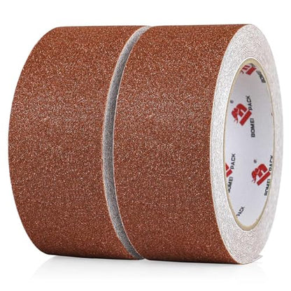 BOMEI PACK Anti Slip Traction Tape,2 Inch x 16.5 Ft,Heavy Duty Non Slip Tape,Grip Tape for Stairs, Tread Step, Indoor & Outdoor Use,Waterproof Stairs Non Skid Treads (Brown) - color: Brown