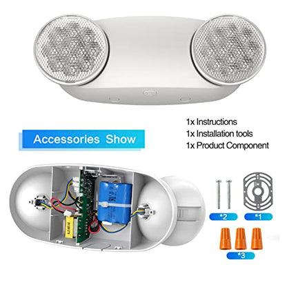 1 Pack Led Emergency Lights for Business, LED Emergency Exit Lights with Battery Backup, 2 Bug Eye Heads Adjustable Commercial Emergency Lighting Fixtures, UL 924 Certified. - size: 1 PACK