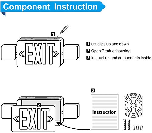 12 Packs LED Exit Sign with Emergency Lights and Back Up Batteries-UL Standard Red Emergency Exit Sign Lighting,Emergency Lights for Business. - size: 12 PACK