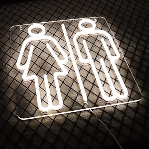 Toilets Neon Signs for Wall Decor Neon Lights for Bedroom Led Business Signs Suitable for Washroom Restroom Christmas Birthday Party Unique Gift for Lover, 5V Power Adapter, 13*12 Inch(White) - color: Toilet