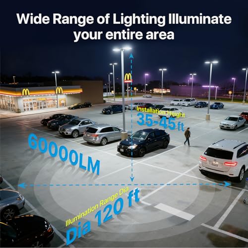HYPERLITE Led Parking Lot Light - 400W UL Listed LED Stadium Lights for Square Pole/Wall Mount- 60000lm 5000K Commercial Parking Lights Flood Light for Yard Street Court Driveways Road - AC100-277V