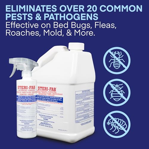 Steri-fab All-in-One Disinfectant & Insecticide Spray – Kills Bed Bugs, Fleas, Mites, Roaches, Viruses, Fungi, & Odors – Quick-Drying, Non-Residual – 16 Ounce Sprayer Bottle & 1 Gallon Jug