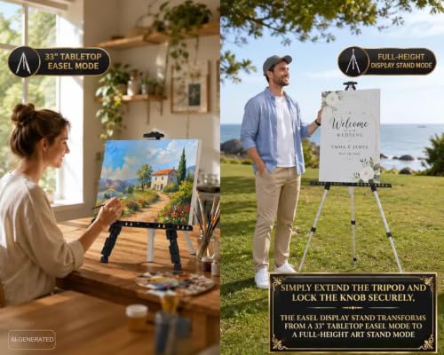 MXG Aluminum Art Easel,Professional Display Easel for Painting & Sign - color: Silver