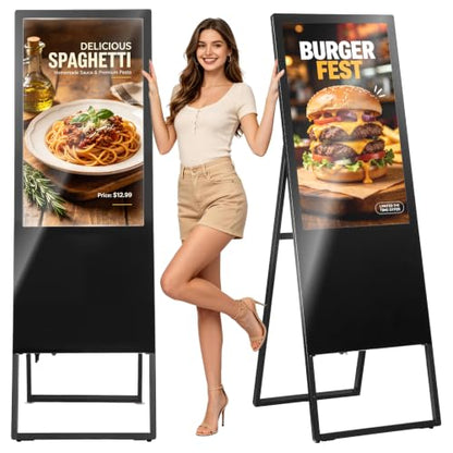 VEVOR 32 in Indoor Digital Signage Floor Standing Advertising Display Kiosk, with WiFi HDMI/USB Input Android OS, 178° Wide View, LCD Screen Interactive Monitor, Commercial Totem Vertical Poster - size: 32"-Non Touchscreen