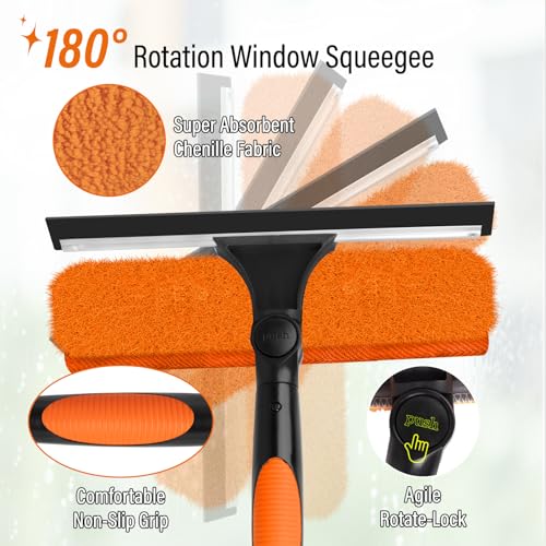 26FT High Window Cleaning Kit with Pole,2 in1 Professional Window Squeegee - color: 10.65in Squeegee, size: 20FT(Reach 26ft)