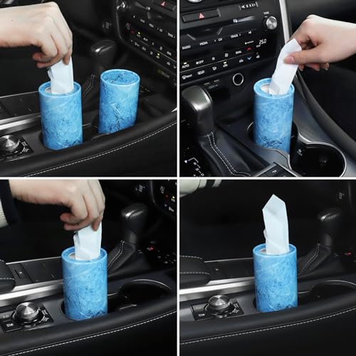 SINGARO Car Tissue Holder, 4 Pack Car Cup Holder Facial Tissues with Travel Tissue Bag, Quick and Convenient Flower Combination Box(4 Canisters/200 Tissues) Blue - color: Blue