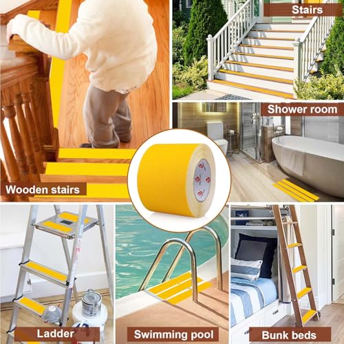 BOMEI PACK Anti Slip Traction Tape,4 Inch x 33 Ft,Heavy Duty Non Slip Tape,Grip Tape for Stairs, Tread Step, Indoor & Outdoor Use,Waterproof Stairs Non Skid Treads (Yellow) - color: Yellow