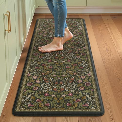 Collive Anti Fatigue Kitchen Runner Mats, Olive Green Sink Rug-24''x59'' - color: Olive Green, size: 24"W x 59"L