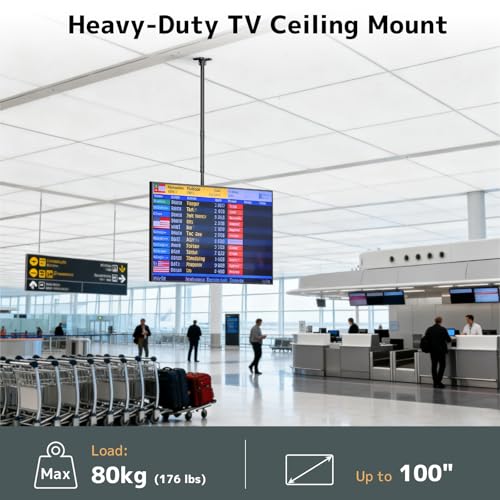 Ceiling TV Mount, Adjustable Hanging Ceiling TV Bracket Fits Max 100 inch - size: XL