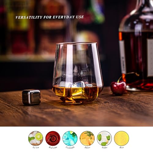 16oz Clear Stemless Wines Cups (Set of 6), Shatter-Proof Acrylic Glasses Drinkware, Reusable Plastic Bar Glasses, BPA-Free, Dishwasher-Safe