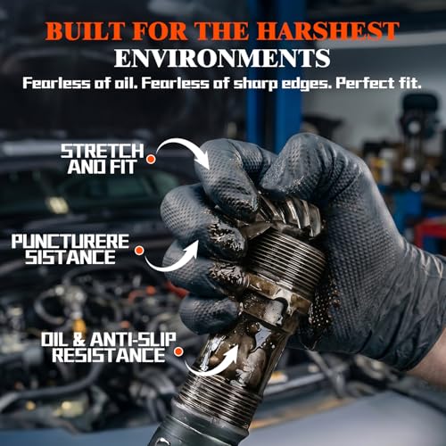 ANBOSON 10 Mil Heavy Duty Mechanic Nitrile Gloves, Medium Black 100 Count - color: Black-100, size: Medium