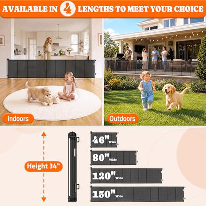 Pawtners Retractable Baby Gates, 34" Tall Extends to 80" Wide Dog Gate - size: 0-80" W x 34" H