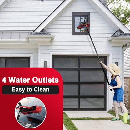 16.5ft Water Fed Pole Kit, Rotatable Solar Panel Cleaning Brush & Squeegee, 2 Dusting Brush, Extendable Black Lightweight Pole for Roof Window - color: 16.5ft, size: Small