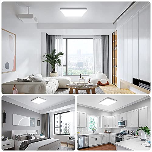 LightingWill 12Inch 24W Square LED Flush Mount Ceiling Light, 5000K Daylight White LED Ceiling Lamp, Surface Mount Modern Ceiling Light Fixture for Bedroom, Kitchen, Bathroom, Hallway, Laundry Room - color: Daylight White, size: 12 inch White