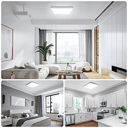 LightingWill 12Inch 24W Square LED Flush Mount Ceiling Light, 5000K Daylight White LED Ceiling Lamp, Surface Mount Modern Ceiling Light Fixture for Bedroom, Kitchen, Bathroom, Hallway, Laundry Room - color: Daylight White, size: 12 inch White