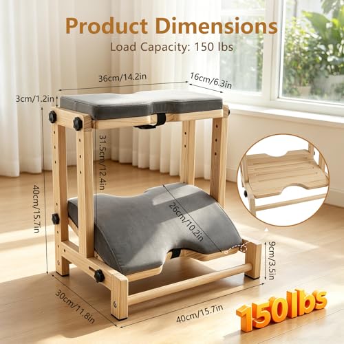 Double Step Foot Rest Under Desk, 8-Level Dual Adjustable Under Desk Foot Rest– 4 Height + 4 Angle Settings, Ergonomic Leg Rest with Cushion for Posture Support, Home Office & Gaming, Natural Wood