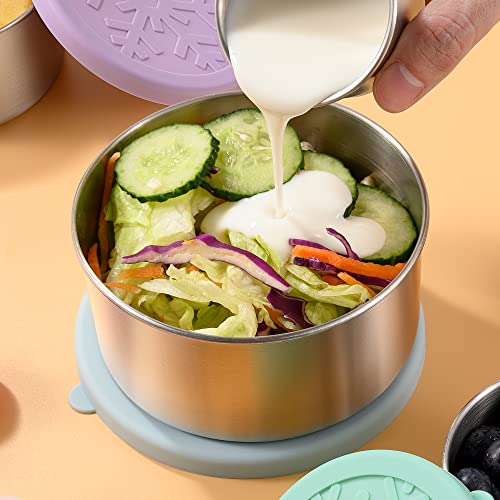 18/8 Stainless Steel Food Snack Storage Containers(4 Pack: 3/7/13/22oz) - color: 4 Pack(Light Pink, Light Green, Light Purple, Light Blue)