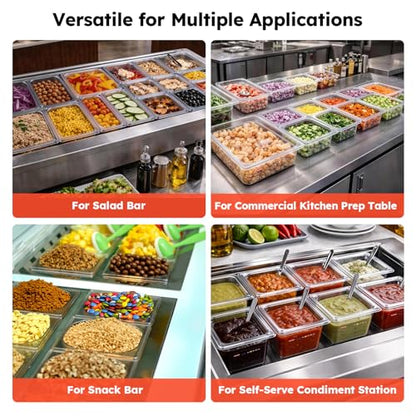 6-Pack 1/9 Size 4" Deep Polycarbonate Food Pans, NSF Commercial Clear Food Pan, Hotel Pan for Sauces, Condiments & Small Prep, Food-Grade with Label Area - color: 1/9 Size, size: 4" Deep