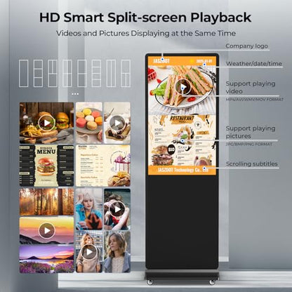 32/43/55/65 Inch 4K Digital Signage Display, LCD Screen Advertising Display Kiosk Interactive Totem Floor Standing Auto AD Player with USB/HDMI/WiFi Android OS (55'' Non-Touch) - size: 55-Inch, style: NonTouch Screen