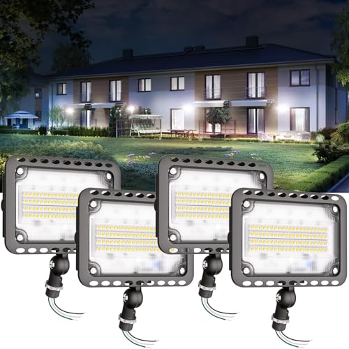 CINOTON 65W 9100LM LED Flood Lights Outdoor, 5000K, UL Listed, 4 Pack - size: 4 Pack, style: 65W-5000K
