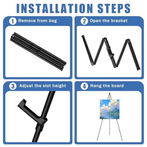 Easel Stand for Sign, Aredy 63 Inch Portable Floor Easel (3 Pack) - Metal Tripod Poster Stand for Display, Painting Canvas & Picture - Foldable & Adjustable, Black