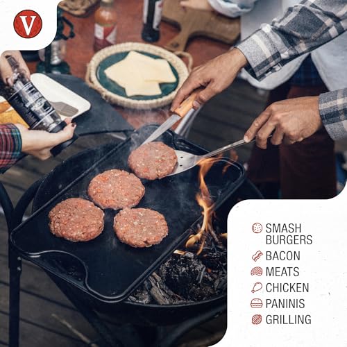 Victoria Round Cast-Iron Meat Press with a Wire Handle, Preseasoned with Flaxseed Oil, Made in Colombia - color: Black