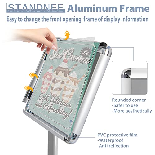 8.5x11in Floor Sign Stand, Heavy Duty Sign Holder, Silver, 3 Pack