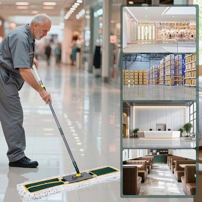 Masthome 36" Commercial Dust Mop,Heavy Duty Wet & Dry Flat Floor Mops - color: Green Large