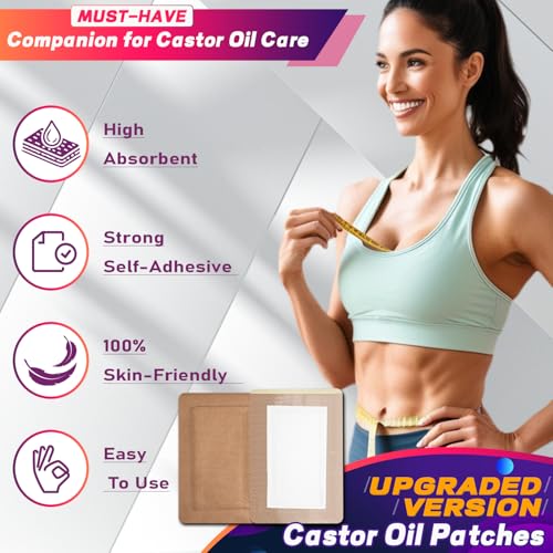 Castor Oil Pack Wrap Patch - Organic Cotton Castor Oil Belly Button Pad, Disposable Self-Adhesive Abdominal Pads, Portable Anti Leakage High Absorbent Patch for Multi-Area Use 15 Pcs - size: 1 Count (Pack of 15)