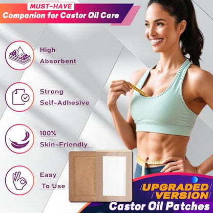 Castor Oil Pack Wrap Patch - Organic Cotton Castor Oil Belly Button Pad, Disposable Self-Adhesive Abdominal Pads, Portable Anti Leakage High Absorbent Patch for Multi-Area Use 15 Pcs - size: 1 Count (Pack of 15)