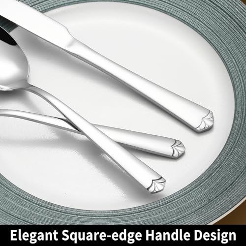 72 Piece Silverware Set for 12, Prendcyx Stainless Steel Flatware Set wtih Steak Knives, Food-Grade Tableware Cutlery Set, Mirror Polished Utensil Sets for Home Restaurant