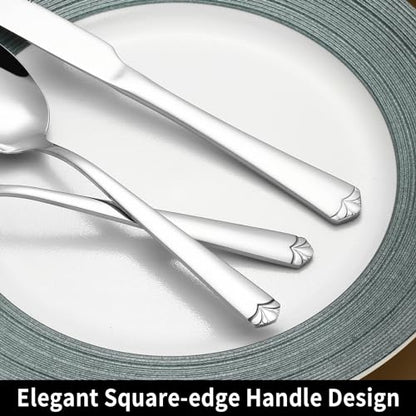 72 Piece Silverware Set for 12, Prendcyx Stainless Steel Flatware Set wtih Steak Knives, Food-Grade Tableware Cutlery Set, Mirror Polished Utensil Sets for Home Restaurant