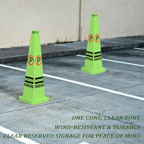 28" Green Reserved Parking Cones 6-Pack with Heavy Base - color: Green, size: 28"