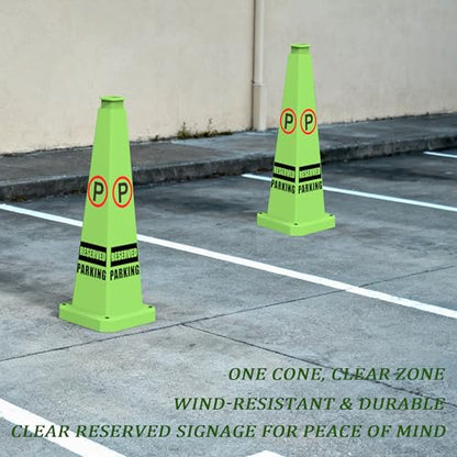 28" Green Reserved Parking Cones 6-Pack with Heavy Base - color: Green, size: 28"