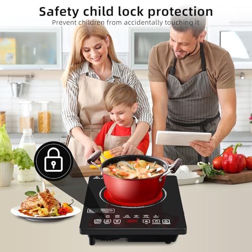 Single Burner Electric Cooktop,110V 1800W Electric Stove Top with LED Touch Control,9 Power Levels, 3 hTimer, Safety Lock,single burner cooktop Overheat protection - size: single burner electric cooktop