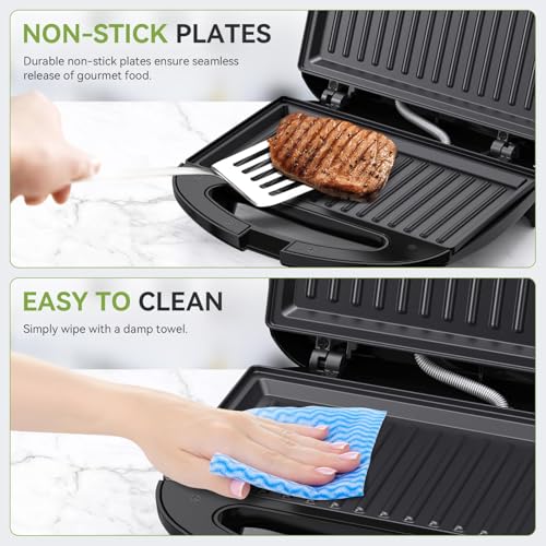 OSTBA Panini Press Sandwich Maker, 2-Slice Sandwich Toaster Grill