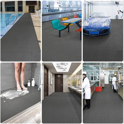 Drainage Non Slip Flooring Mats Swimming Pool Bathroom Anti-Fatigue Rubber Matting 3x10 Ft Heavy Duty Commercial Anti Slip Floor Mats for Garage Restaurant Sauna SPA,Gray/Grey,0.9×3M - color: Gray/Grey