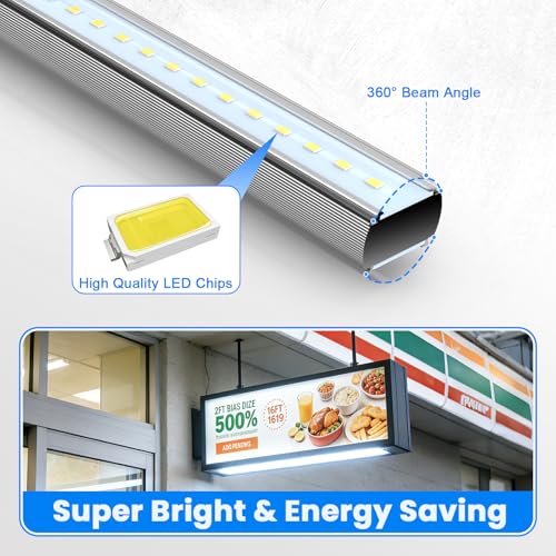 JESLED 360 Degree T8 T10 T12 2ft 20w LED Tubes, R17D/HO Base, 4-Pack - size: 2 Feet