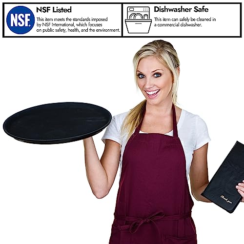 CURTA 2-Pack Restaurant Grade Non-Slip Tray, NSF, Oval 24-Inch x 29-Inch, Plastic Rubber Lined Round Serving Tray, Black - color: Black-oval, size: 29 Inch x 24 Inch x 1 Inch