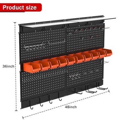 Ultrawall Pegboard Wall Organizer, 48 X 36 inch Garage Storage Pegboard - color: Black