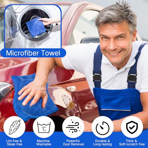 Macarrie 200 Microfiber Cleaning Cloths, 12 x 12 in, 200 GSM, Royal Blue - color: Royal Blue