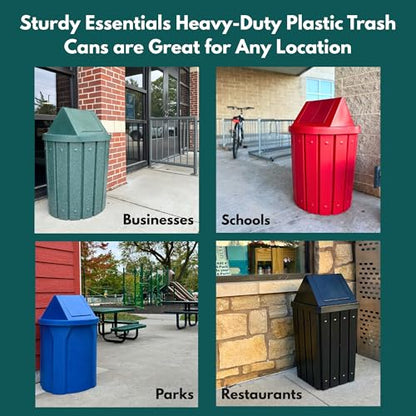 Commercial Trash Can Swing Top Lid - Outdoor Garbage Can - color: Brown Granite, size: 32 Gallon Square