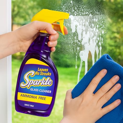 Sparkle Ammonia-Free Glass Cleaner Refill, Heavy Duty Streak-Free Window & Mirror Cleaner Spray, Original Formula, 2L Bottle (Pack of 2) - size: 67.6 Fl Oz (Pack of 2)
